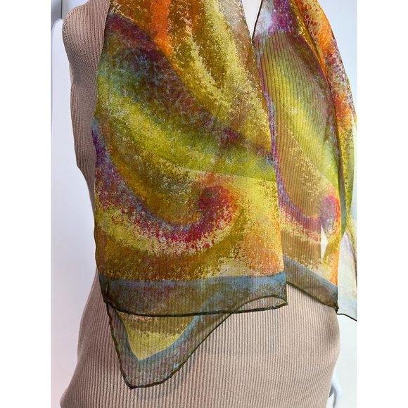 Galaxy Swirl Scarf Sash 15 inches x 43 inches Multi Color Polyester - Picture 1 of 16